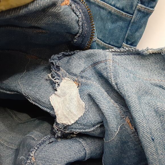 Vintage French Toast Patchwork Denim Belt Loop Stacked Jeans Kids 4S Custom Rare - Picture 10 of 14